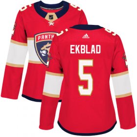 Wholesale Cheap Adidas Panthers #5 Aaron Ekblad Red Home Authentic Women\'s Stitched NHL Jersey