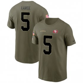 Wholesale Cheap Men\'s San Francisco 49ers #5 Trey Lance 2022 Olive Salute to Service T-Shirt