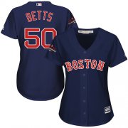 Wholesale Cheap Red Sox #50 Mookie Betts Navy Blue Alternate 2018 World Series Champions Women's Stitched MLB Jersey