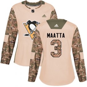 Wholesale Cheap Adidas Penguins #3 Olli Maatta Camo Authentic 2017 Veterans Day Women\'s Stitched NHL Jersey