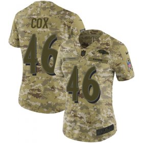 Wholesale Cheap Nike Ravens #46 Morgan Cox Camo Women\'s Stitched NFL Limited 2018 Salute to Service Jersey