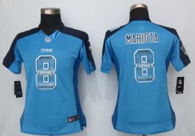 Wholesale Cheap Nike Titans #8 Marcus Mariota Light Blue Alternate Women\'s Stitched NFL Elite Strobe Jersey