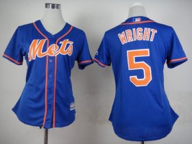 Wholesale Cheap Mets #5 David Wright Blue Alternate Women\'s Stitched MLB Jersey
