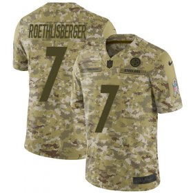 Wholesale Cheap Nike Steelers #7 Ben Roethlisberger Camo Men\'s Stitched NFL Limited 2018 Salute To Service Jersey