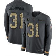 Wholesale Cheap Nike Texans #31 David Johnson Anthracite Salute to Service Men's Stitched NFL Limited Therma Long Sleeve Jersey