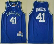 Wholesale Cheap Men's Dallas Mavericks #41 Dirk Nowitzki Light Blue Hardwood Classics Soul Swingman Throwback Jersey