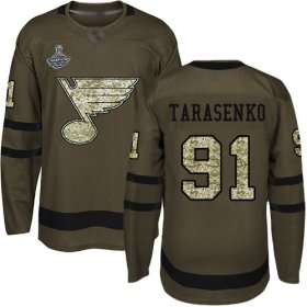 Wholesale Cheap Adidas Blues #91 Vladimir Tarasenko Green Salute to Service Stanley Cup Champions Stitched NHL Jersey
