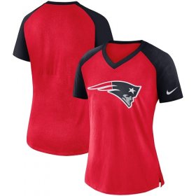 Wholesale Cheap Women\'s New England Patriots Nike Red-Navy Top V-Neck T-Shirt