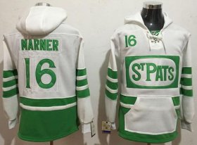 Wholesale Cheap Maple Leafs #16 Mitchell Marner White/Green St. Patrick\'s Day Pullover NHL Hoodie