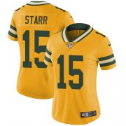 Wholesale Cheap Nike Packers #15 Bart Starr Yellow Women's Stitched NFL Limited Rush Jersey