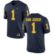 Wholesale Cheap Men's Michigan Wolverines #1 Ann Arbor Navy Blue Stitched College Football Brand Jordan NCAA Jersey