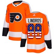 Wholesale Cheap Adidas Flyers #88 Eric Lindros Orange Home Authentic USA Flag Stitched Youth NHL Jersey