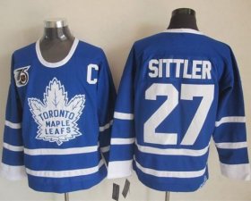 Wholesale Cheap Maple Leafs #27 Darryl Sittler Blue 75th CCM Throwback Stitched NHL Jersey
