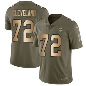 Wholesale Cheap Nike Vikings #72 Ezra Cleveland Olive/Gold Youth Stitched NFL Limited 2017 Salute To Service Jersey