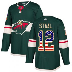 Wholesale Cheap Adidas Wild #12 Eric Staal Green Home Authentic USA Flag Stitched Youth NHL Jersey
