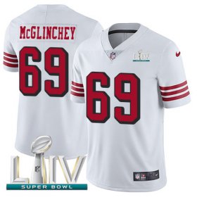 Wholesale Cheap Nike 49ers #69 Mike McGlinchey White Super Bowl LIV 2020 Rush Men\'s Stitched NFL Vapor Untouchable Limited Jersey