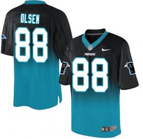 Wholesale Cheap Nike Panthers #88 Greg Olsen Black/Blue Men\'s Stitched NFL Elite Fadeaway Fashion Jersey