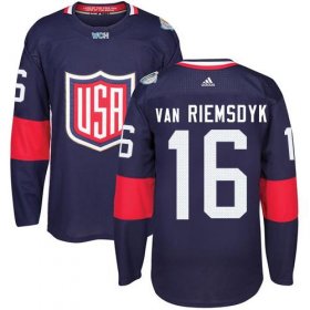 Wholesale Cheap Team USA #16 James van Riemsdyk Navy Blue 2016 World Cup Stitched Youth NHL Jersey