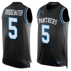 Wholesale Cheap Nike Panthers #5 Teddy Bridgewater Black Team Color Men\'s Stitched NFL Limited Tank Top Jersey