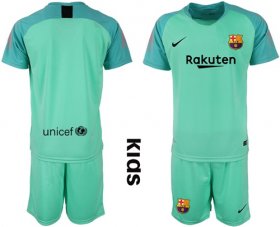 Wholesale Cheap Barcelona Blank Green Goalkeeper Kid Soccer Club Jersey