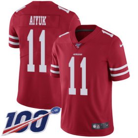 Wholesale Cheap Nike 49ers #11 Brandon Aiyuk Red Team Color Men\'s Stitched NFL 100th Season Vapor Untouchable Limited Jersey