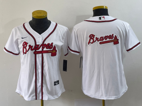 Wholesale Cheap Women\'s Atlanta Braves Blank White Stitched MLB Cool Base Nike Jersey1