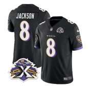 Wholesale Cheap Men's Baltimore Ravens #8 Lamar Jackson Black 2023 F.U.S.E With Patch Throwback Vapor Limited Stitched Jersey