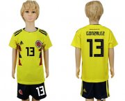 Wholesale Cheap Colombia #13 Gonzalez Home Kid Soccer Country Jersey