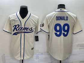 Wholesale Men\'s Los Angeles Rams #99 Aaron Donald Cream Stitched Cool Base Nike Baseball Jersey