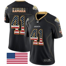 Wholesale Cheap Nike Saints #41 Alvin Kamara Black Men\'s Stitched NFL Limited Rush USA Flag Jersey