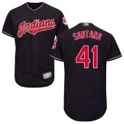 Wholesale Cheap Indians #41 Carlos Santana Navy Blue Flexbase Authentic Collection Stitched MLB Jersey