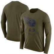 Wholesale Cheap Men's Tennessee Titans Nike Olive Salute to Service Sideline Legend Performance Long Sleeve T-Shirt