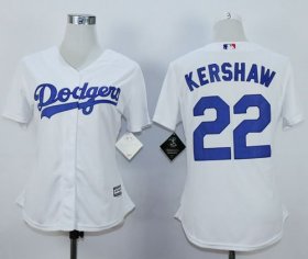 Wholesale Cheap Dodgers #22 Clayton Kershaw White Women\'s Fashion Stitched MLB Jersey