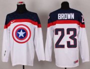 Wholesale Cheap Olympic Team USA #23 Dustin Brown White Captain America Fashion Stitched NHL Jersey