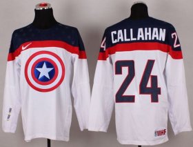 Wholesale Cheap Olympic Team USA #24 Ryan Callahan White Captain America Fashion Stitched NHL Jersey