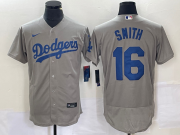 Wholesale Cheap Men's Los Angeles Dodgers #16 Will Smith Grey Stitched Flex Base Nike Jersey