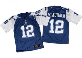 Wholesale Cheap Nike Cowboys #12 Roger Staubach Navy Blue/White Throwback Men\'s Stitched NFL Elite Jersey