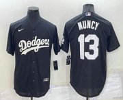 Wholesale Cheap Men's Los Angeles Dodgers #13 Max Muncy Black Turn Back The Clock Stitched Cool Base Jersey