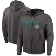 Wholesale Cheap Miami Dolphins Majestic Hyper Stack Full-Zip Hoodie Heathered Charcoal