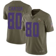 Wholesale Cheap Nike Vikings #80 Cris Carter Olive Men's Stitched NFL Limited 2017 Salute to Service Jersey