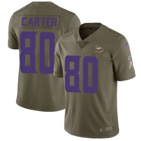 Wholesale Cheap Nike Vikings #80 Cris Carter Olive Men\'s Stitched NFL Limited 2017 Salute to Service Jersey