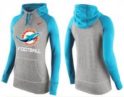 Wholesale Cheap Women's Nike Miami Dolphins Performance Hoodie Grey & Blue_1