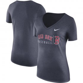 Wholesale Cheap Boston Red Sox Nike Women\'s Practice Tri-Blend V-Neck T-Shirt Navy