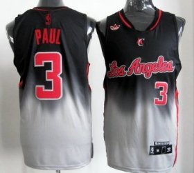 Wholesale Cheap Los Angeles Clippers #3 Chris Paul Black/Gray Fadeaway Fashion Jersey