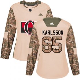 Wholesale Cheap Adidas Senators #65 Erik Karlsson Camo Authentic 2017 Veterans Day Women\'s Stitched NHL Jersey