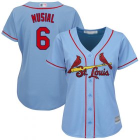 Wholesale Cheap Cardinals #6 Stan Musial Light Blue Alternate Women\'s Stitched MLB Jersey