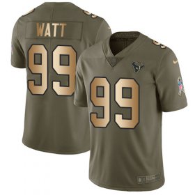 Wholesale Cheap Nike Texans #99 J.J. Watt Olive/Gold Youth Stitched NFL Limited 2017 Salute to Service Jersey