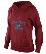 Wholesale Cheap Women's New York Jets Heart & Soul Pullover Hoodie Red