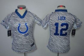 Wholesale Cheap Nike Colts #12 Andrew Luck Zebra Women\'s Stitched NFL Elite Jersey