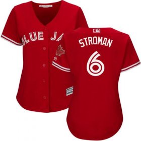 Wholesale Cheap Blue Jays #6 Marcus Stroman Red Women\'s Canada Day Stitched MLB Jersey